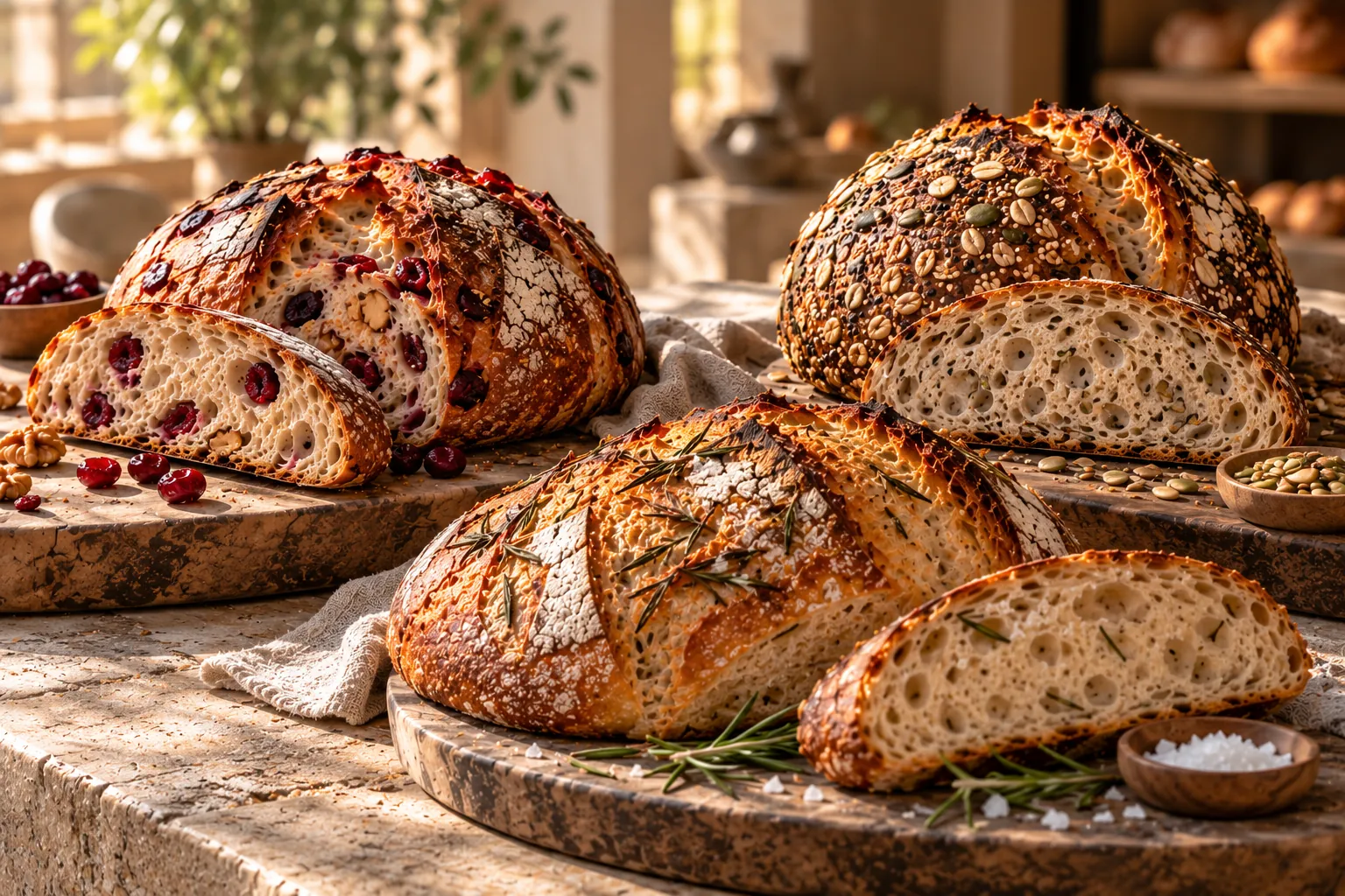 Hogazas de sabores con semillas, arándano y romero
